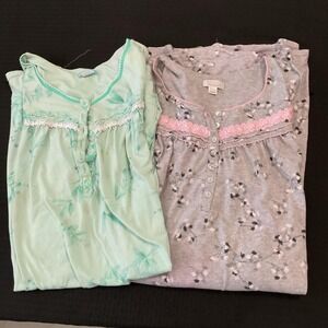 Celestial Dreams Nightgowns Womens 3X Lot Of 2 Multicolor Floral Lace Sleepwear